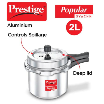 Prestige Popular Svachh Aluminium Outer Lid Pressure Cooker (Tall) 2.0 Litres - 10163