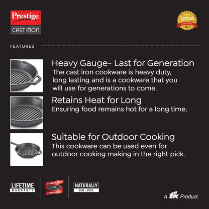 Prestige Cast Iron Grill Pan, 250 mm - 30560