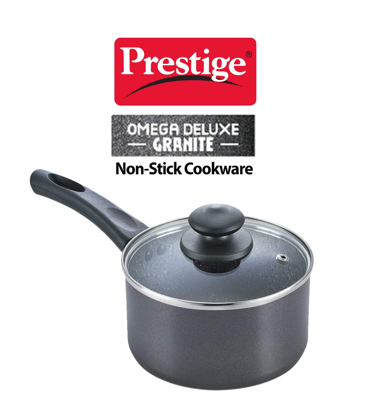 Prestige Omega Deluxe Granite Non-stick Milk Pan with Lid, 16cms - 36314