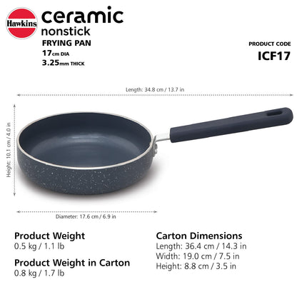 Hawkins Ceramic Nonstick Induction Base Frying Pan 17 cm, Granite Omlette Egg Pan, Fish Pan - ICF17