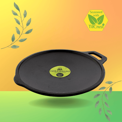 eKitchen Pre-Seasoned Cast Iron Buttermold Concave Roti Tawa 9 inches | 1.3 kgs