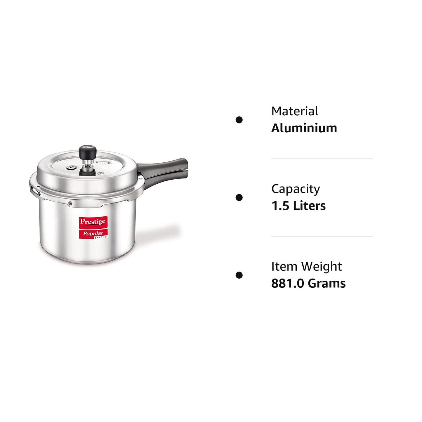 Prestige Popular Svachh Aluminium Outer Lid Pressure Cooker 1.5 Litres - 10162