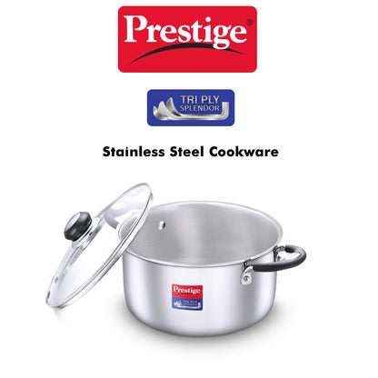 Prestige Tri-ply Splender Stainless Steel Casserole 240mm | 5.5 Litres - 37421