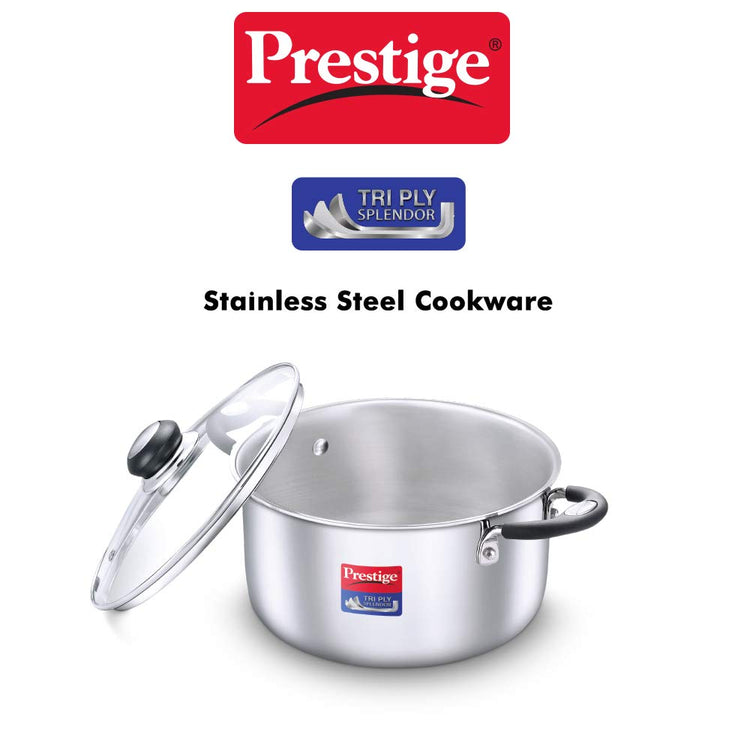 Prestige Tri-ply Splender Stainless Steel Casserole 220mm | 4.25 Litres - 37420