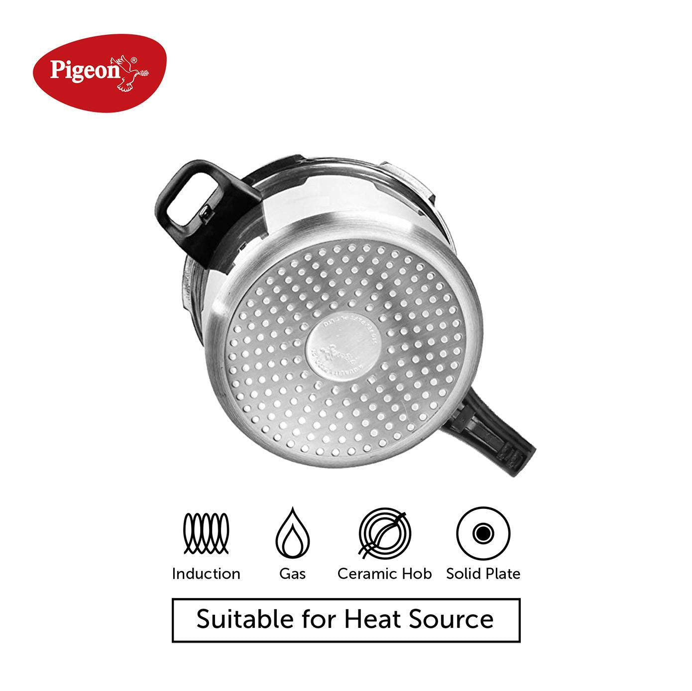 Pigeon Inox Stainless Steel Outer Lid Pressure Cooker 5 Litres, Induction Base - 14046
