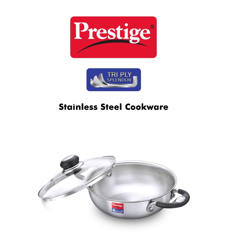 Prestige Splendor Tri-ply Stainless Steel Kadai 220mm | 2.1 Litres - 37423