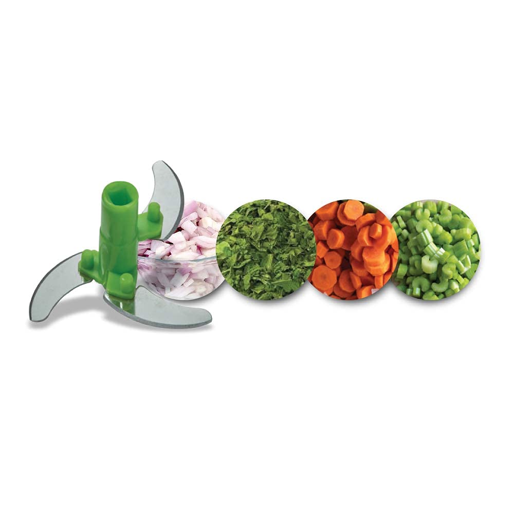 Prestige PVC 7.0 Veggie Cutter with 3 Stainless Steel Blades |Capacity-450ML | Green - 43054