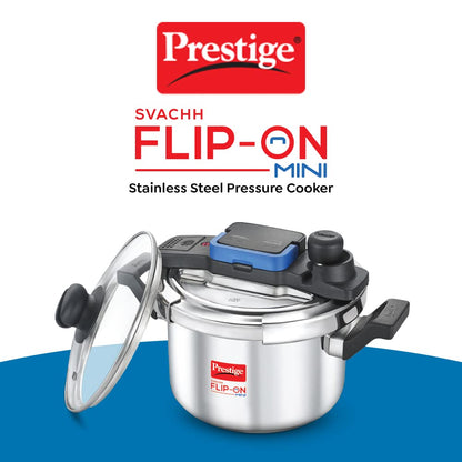 Prestige Svachh FLIP-ON Mini SS Pressure Cooker 18 cm-3 Litres with Glass Lid - 20165