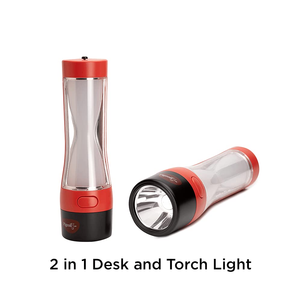 Pigeon Radiance Pro Desk + Torch Emergency Lamp with Battery 1200mAH, Red - 14594