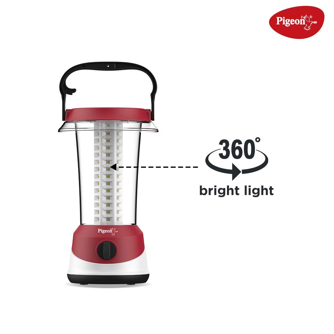 Pigeon Sirius Emergency 360 Degree Rechargeable Lantern with 1600 mAH and 8 Hours Backup, Red - 14437