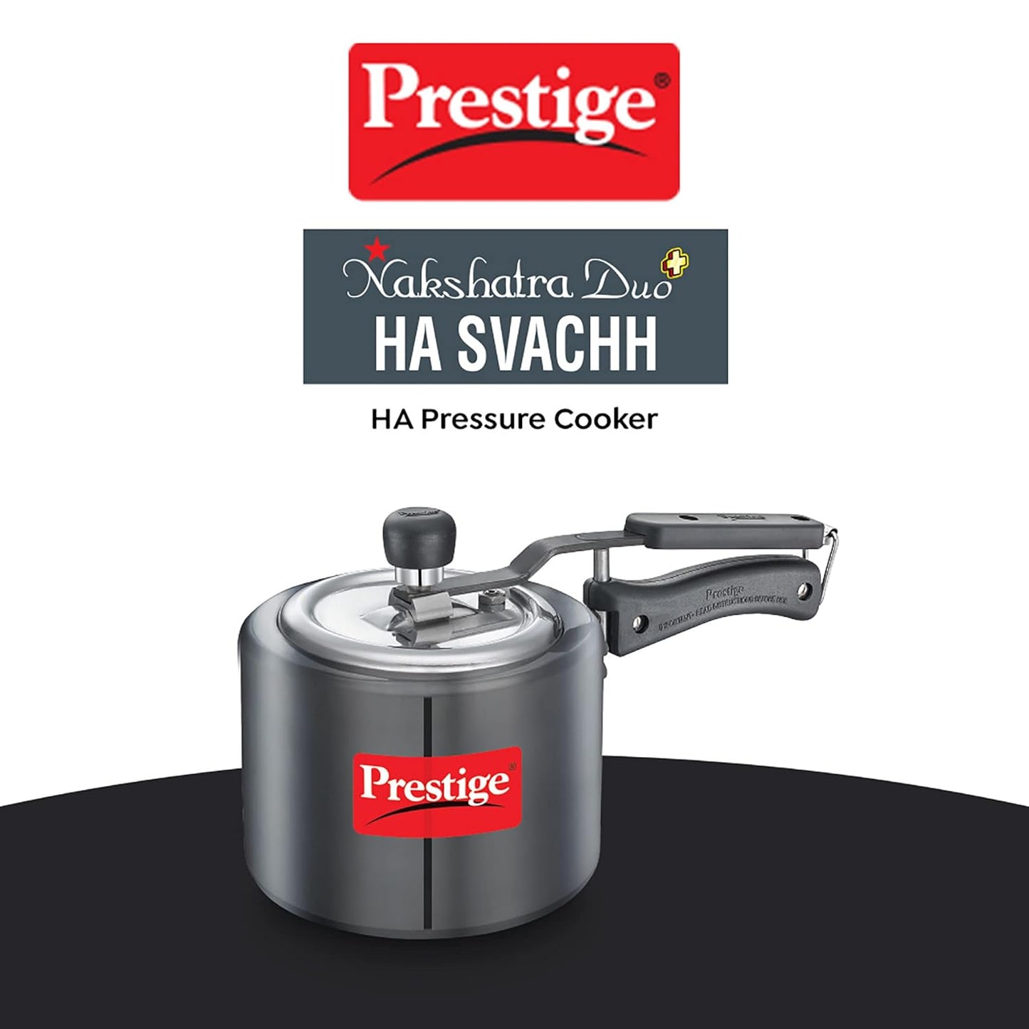 Prestige Nakshatra Duo Plus Svachh Hard Anodised Aluminium Pressure Cooker 2.0 Litres,Black - 20532