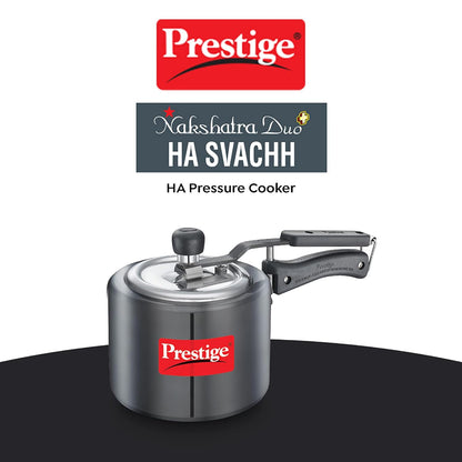 Prestige Nakshatra Duo Plus Svachh Hard Anodised Aluminium Pressure Cooker 2.0 Litres,Black - 20532