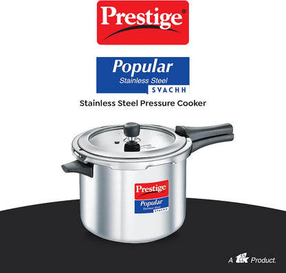 Prestige Svachh Popular Spillage Control Stainless Steel Outer Lid Pressure Cooker, 7.5 Liters - 20174