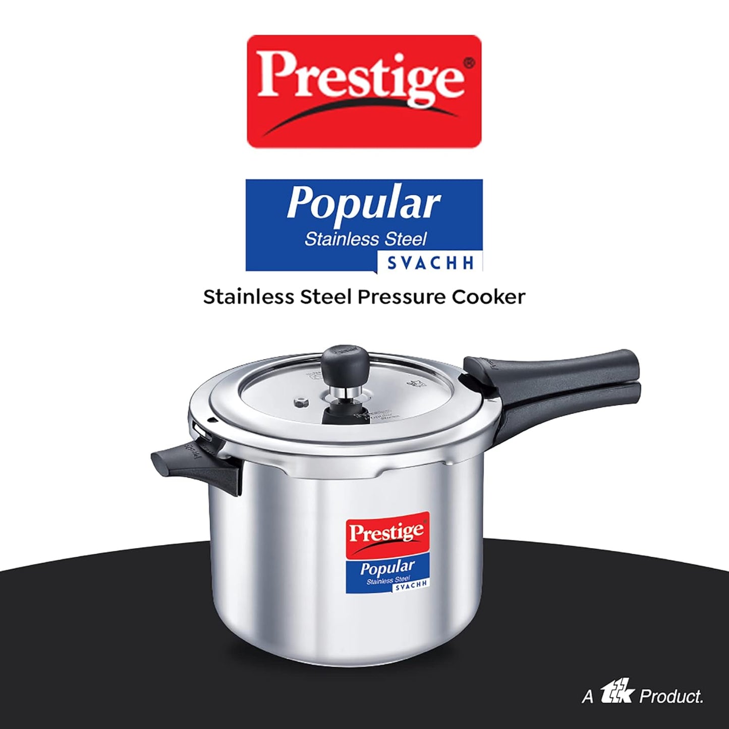 Prestige Svachh Popular Spillage Control Stainless Steel Outer Lid Pressure Cooker, 5 Liters - 20173