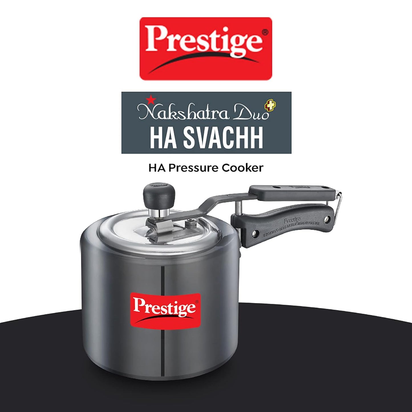 Prestige Nakshatra Duo Plus Svachh Hard Anodised Aluminium Pressure Cooker 3.0 Litres,Black - 20533