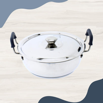 Stainless Steel Kadhai | Heavy | Sandwich Bottom | with Lid