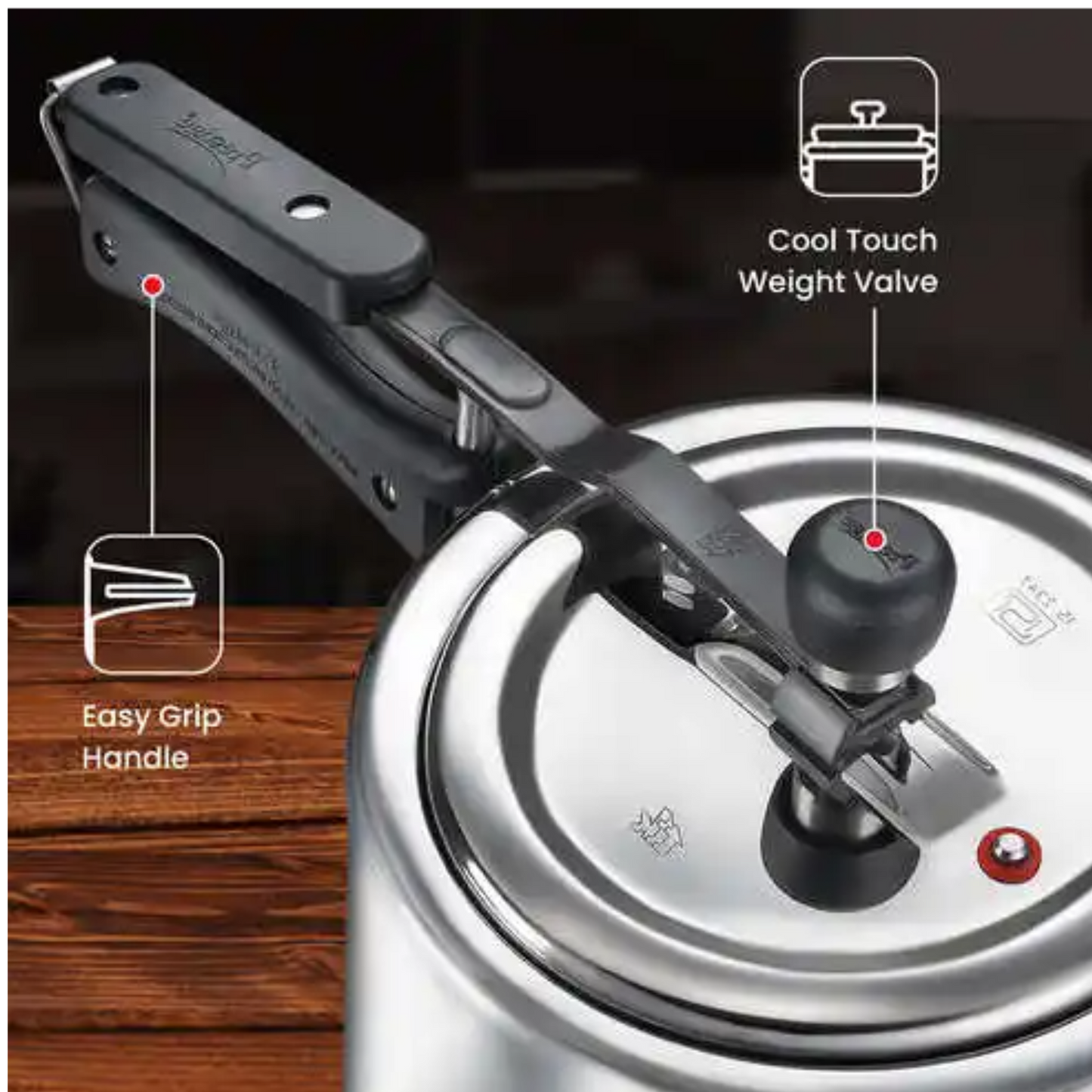 Prestige Triply Svachh Inner Lid Pressure Cooker 5 Litres, Three-Layer Design | Visual Pressure Indicator | Gas And Induction Compatible - 20715