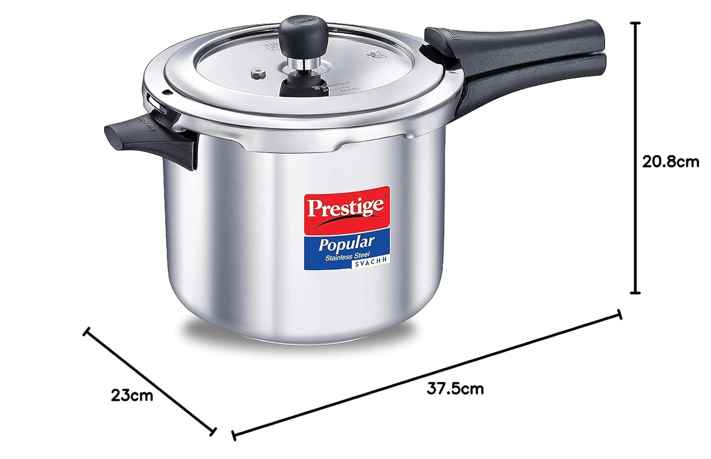 Prestige Svachh Popular Spillage Control Stainless Steel Outer Lid Pressure Cooker, 5 Liters - 20173