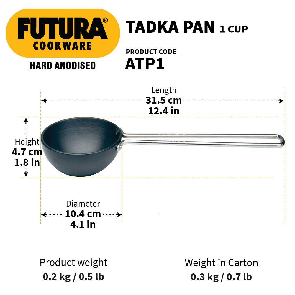 Hawkins Futura Hard Anodised Tadka Pan 1 Cup | 240ml, 3.25mm - ATP1