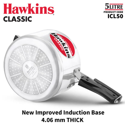Hawkins Classic 5 Litres Induction Base Aluminium Inner Lid Pressure Cooker - ICL50