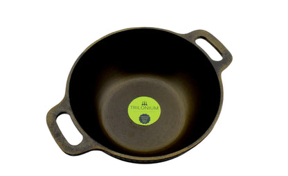 eKitchen ButterMold Cast Iron Kadai | Machined Smooth | 10 Inches | 2.54 Kgs