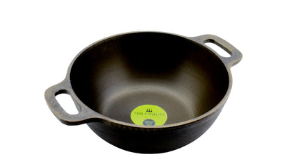 eKitchen ButterMold Cast Iron Kadai | Machined Smooth | 10 Inches | 2.54 Kgs