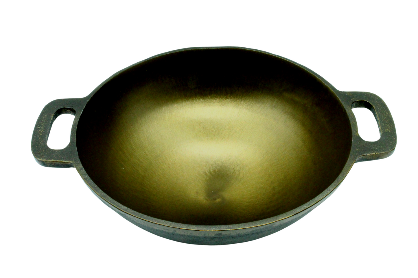 eKitchen ButterMold Pre-Seasoned Cast Iron Deep Kadhai | Wok 10.5 inches | 2.74 kgs | with Toughened Glass Lid