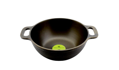 eKitchen ButterMold Cast Iron Kadai | Machined Smooth | 10 Inches | 2.54 Kgs