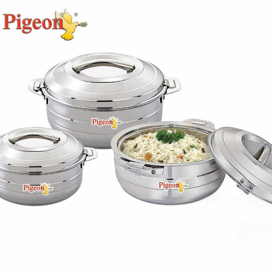 Pigeon Galaxy Trios Puff Insulated Stainless Steel Casserole | Hot Box 1000ml, 1500ml, 2500ml - 50111