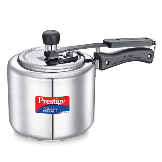 Prestige Nakshatra Essential Svachh Stainless Steel Pressure Cookers 3 Litres, Silver, Tri-Ply Bottom, Inner Lid - 20537