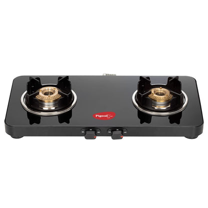 Pigeon Sleek 2 Burner Ultra Slim Gas Stove with Glass Top, Manual I?gnition - 14763