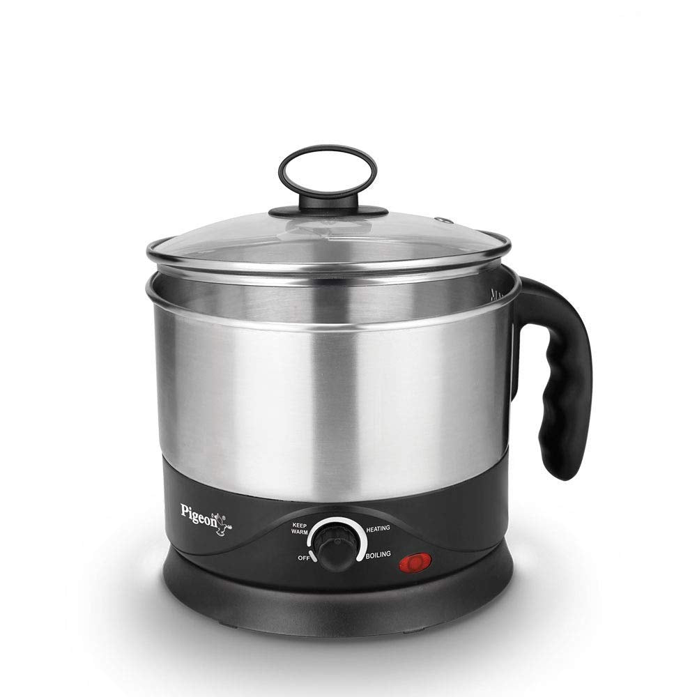 Pigeon Kessel 1.2 Litres with Stainless Steel Body, Multipurpose Kettle 600 Watt, Used for Boiling Water and Milk, Tea, Coffee, Oats, Noodles, Soup etc - 14432