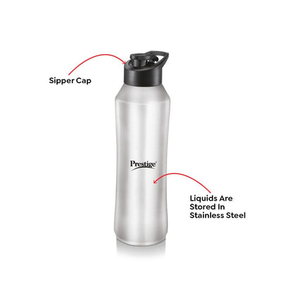 Prestige PSSB 01-02 SS Single Walled Stainless Steel Water Bottle