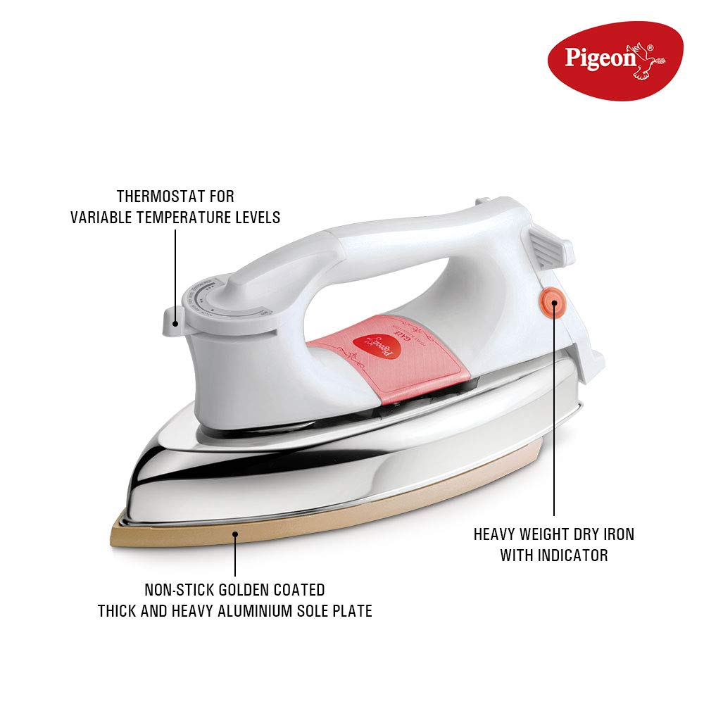 Pigeon Gale Heavy Weight Dry Iron Press box, Electric Iron for wrinkle free clothes (1000 Watt) - 12453