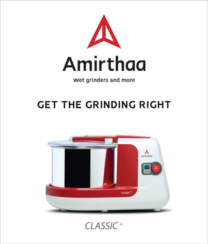 Amirthaa Classic+ 2.5 Litre Table Top Wet Grinder With Timer (Red)