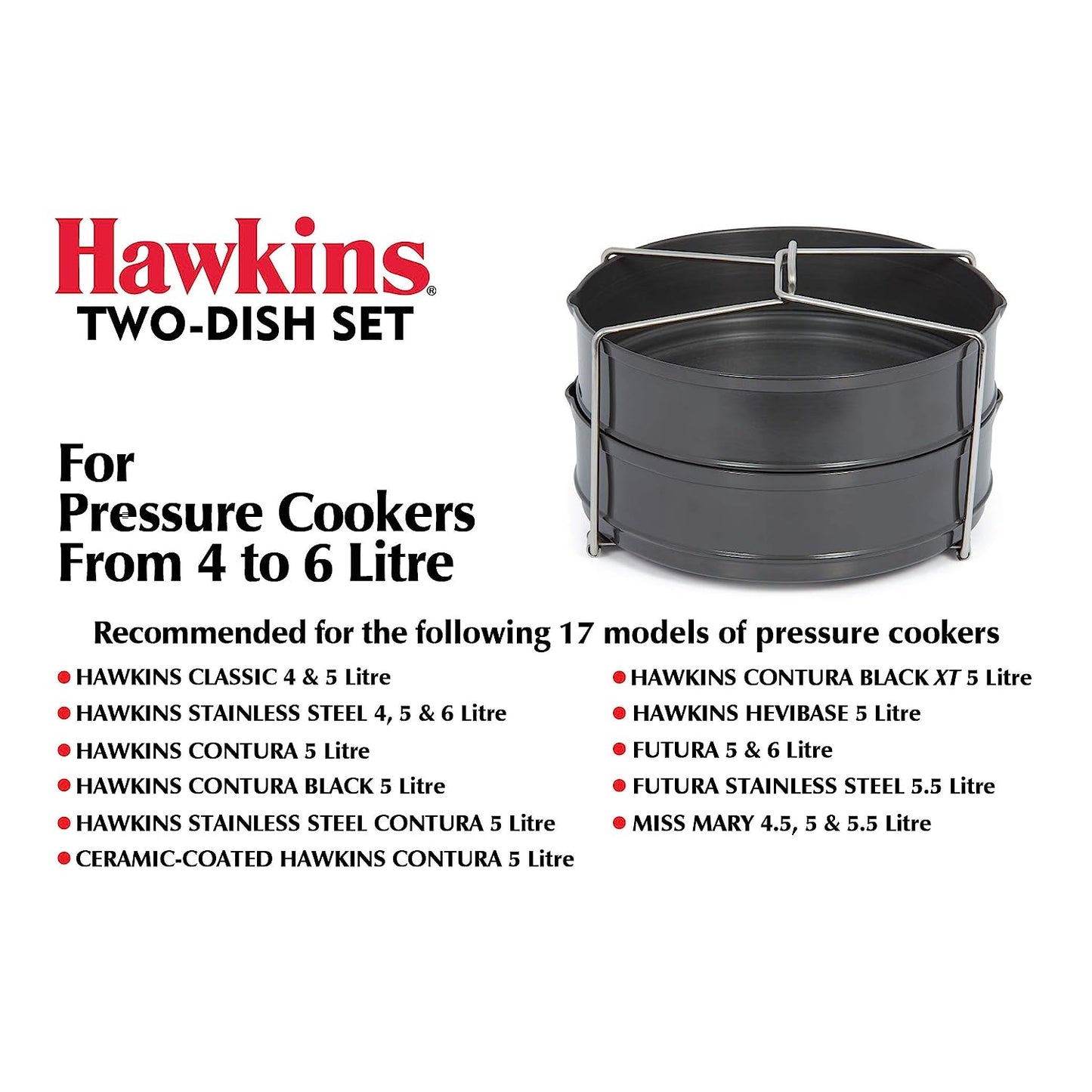 Hawkins Hard Anodised Aluminium Two-Dish Set | Cooker Separator - ADS 5