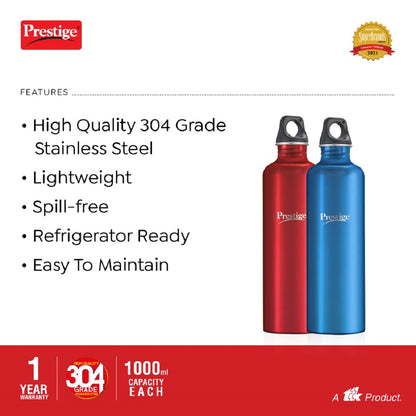 Prestige PSWBC 14 Twin Pack Stainless Steel Water Bottle, 750 ML - 42831