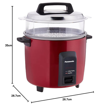 Panasonic SR-Y22FHS 2.2 Litres | 750-Watts Automatic Electric Cooker with Non-Stick Cooking Pan | Cooks Upto 1.25 Kg Of Rice (Burgundy)