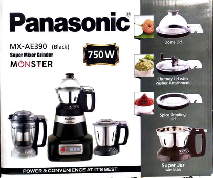 Panasonic MX-AE 390 Mixer Grinder 750 Watts 3 Jars - Black