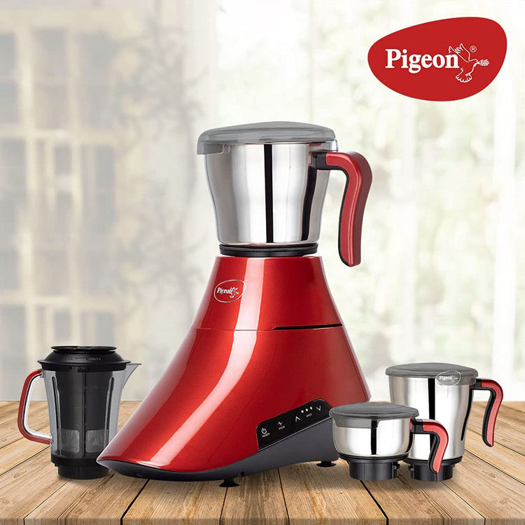 Pigeon Senso Feather Touch 1000 W 4 Jars Mixer Grinder Metallic Red -  14692