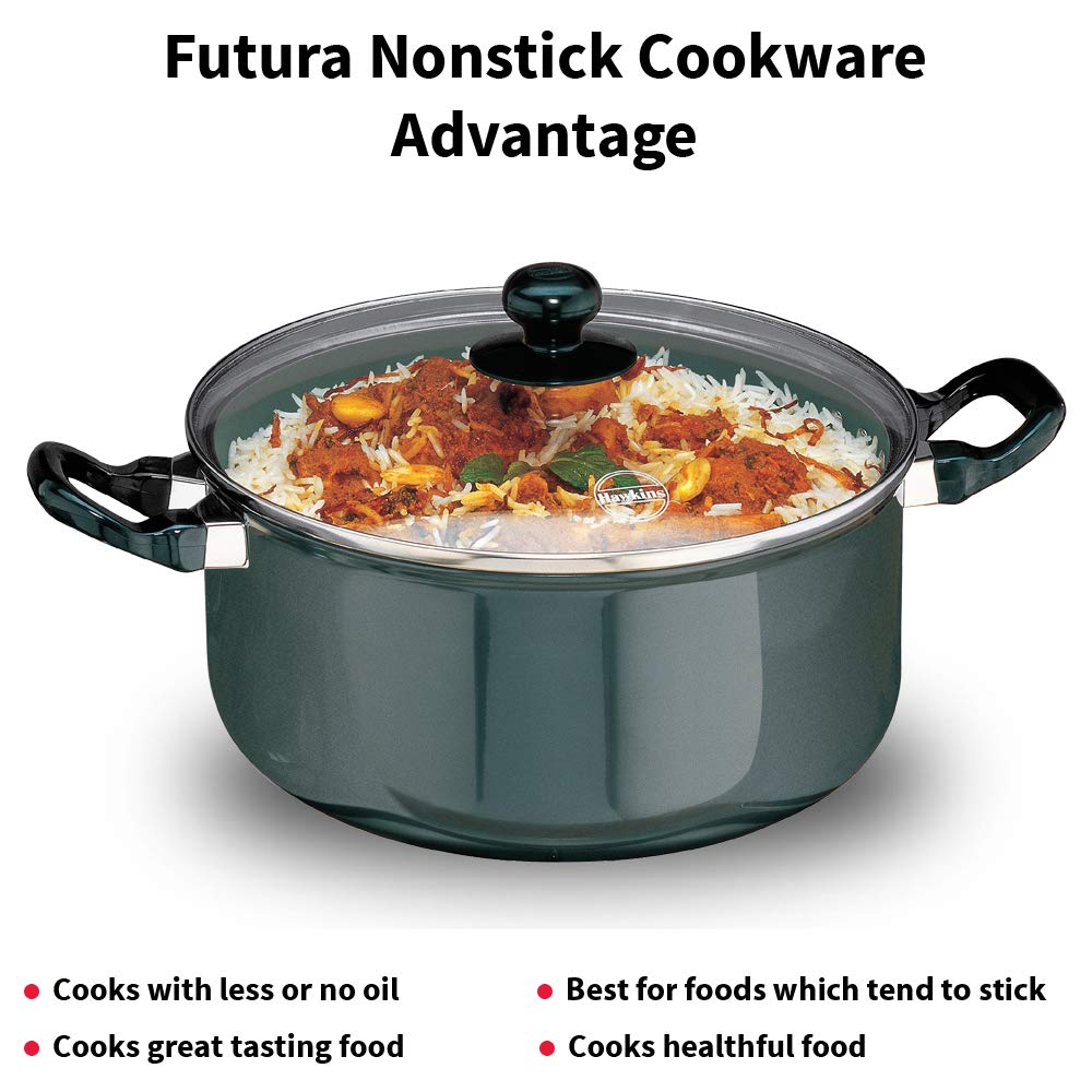 Hawkins Futura Hard anodised Cook and Serve Stew Pot | Casserole With Glass Lid 3 Litres | 20 cms, 3.25mm - NST 30G