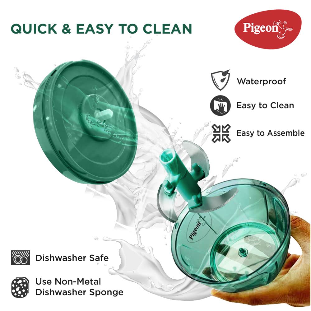 Pigeon Polypropylene Mini Handy and Compact Chopper with 3 Blades for Effortlessly Chopping Vegetables and Fruits for Your Kitchen (Green, 400 ml) - 12420