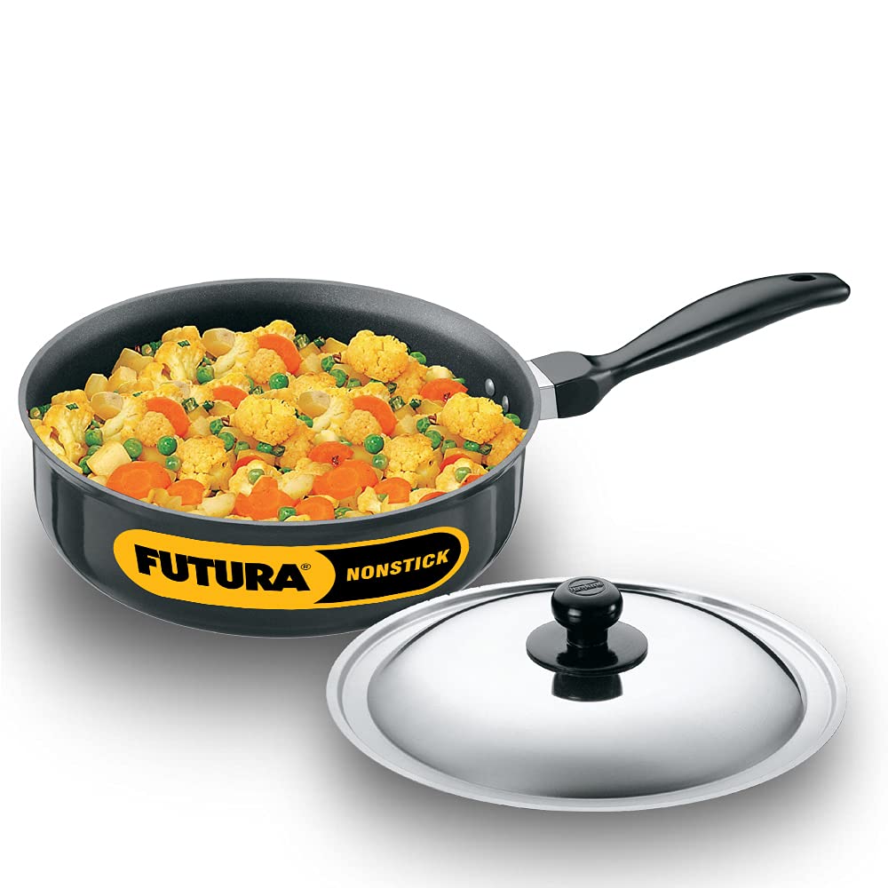 Hawkins Futura Nonstick Curry Pan (Saute Pan) With Stainless Steel Lid 3.25 Litres | 24 cm, 3.25 mm - NCP 325S