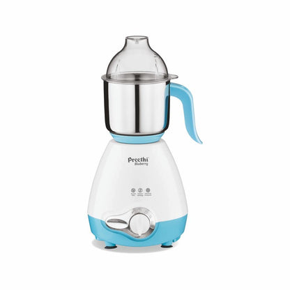 Preethi Blueberry Mixer Grinder 750 watt | 3 jars with 1 Storage Air-Tight Container (White/Sky Blue) - MG 209