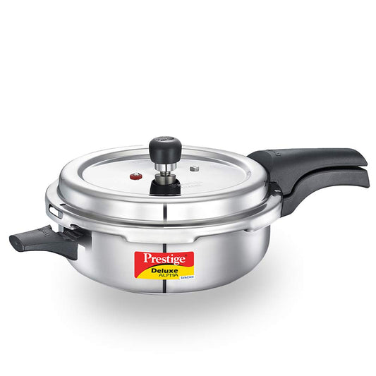 Prestige Svachh Deluxe Alpha 4 Litres, Senior Pressure Pan, with Deep Lid for Spillage Control, Outer Lid Stainless Steel - 20256