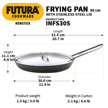 Hawkins Futura Non-stick Fry Pan With Steel Handle 30cms, 3.25mm, Induction Base - INFS 30S