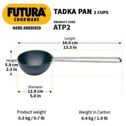 Hawkins Futura Hard Anodised Tadka Pan 2 Cup | 480ml, 3.25mm - ATP2