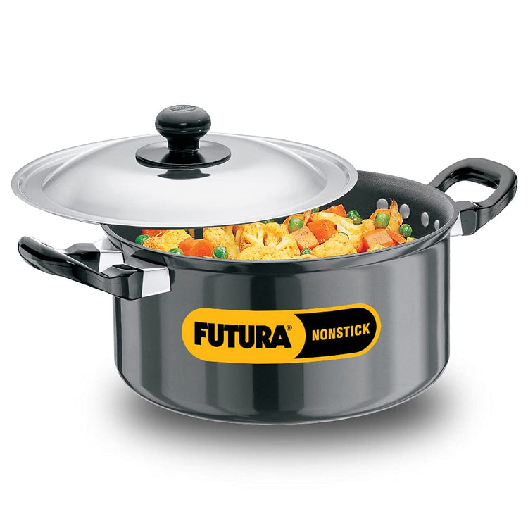 Hawkins Futura Hard anodised Cook and Serve Stew Pot | Casserole With Stainless Steel Lid 3 Litres | 20 cms, 3.25mm - NST 30