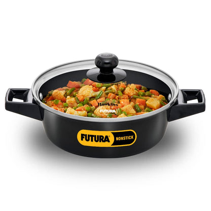 Hawkins Futura Hard anodised Cook and Serve Casserole With Glass Lid 2 Litres | 22 cms, 3.25mm | Induction Base - INCB 20G