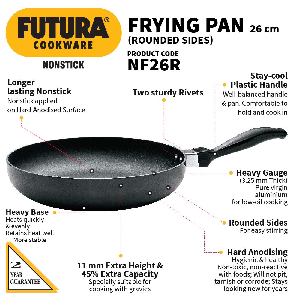 Hawkins Futura Non-stick Fry Pan 26cms, 3.25mm, Rounded Sides - NF 26R